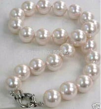 free shipping >>BEAUTIFUL 12MM WHITE SEA SHELL PEARL NECKLACE 18" 2024 - buy cheap