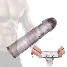 Silicone Reusable Condom Soft Penis Enlargement Penis Sleeve Extender Enhance Condom Erection Impotence Aid Sex Products for Men 2024 - buy cheap