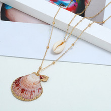 MINHIN Long Chains Statement Choker Necklace Boho Seashell Pendant Necklace for Women Double Chain Necklace Collares Jewelry 2024 - buy cheap