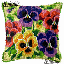 Cross stitch kits handicraft needlework sets latch hook rug pillow kits embroidery yarn  flower cushion mat Patchwork Pillowcase 2024 - buy cheap