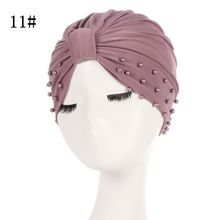 New Fashion Ladies Turbans Headwraps Muslim Hijabs Women Solid Turban Headband Beaded Cap 10pcs/lot 2024 - buy cheap