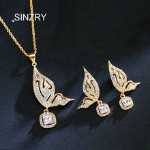 SINZRY HOT elegant CZ jewelry set Rose gold  Cubic Zirconia dancing butterfly Pendant Necklaces Earring Jewelry sets for women 2024 - buy cheap