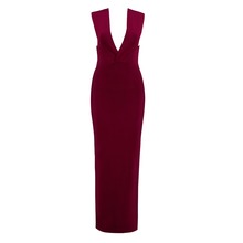Vestido bandagem feminino vinho vermelho borgonha, vestido longo de luxo sexy maxi para festa de celebridade 2024 - compre barato