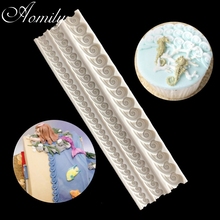 Aomily Sea Wave Spray Wedding Fondant Cake Silicone Summer Beach Wave Mold Mousse Sugar Craft Icing Mat Pad Pastry Baking Tool 2024 - buy cheap