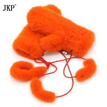 JKP-guantes de invierno de piel de visón para mujer, manoplas cálidas de marca de lujo, auténtico, sólido, ruso, 2020 2024 - compra barato