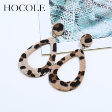 HOCOLE Korean Vintage Leopard Printed Drop Earrings For Women Hollowed Water-drop Statement Pendiente Bijoux Party Jewelry Gift 2024 - buy cheap