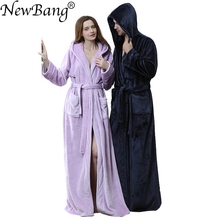 NewBang Brand Plus Lovers Bathrobe Winter Extra Long Knitted Waffle Flannel Coral Fleece Bath Robe Thicken Nightgown Home Wear 2024 - buy cheap