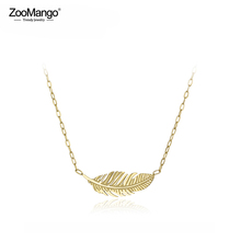 ZooMango Bohemia Stainless Steel Chain Choker Necklace For Girls Rose Gold Feather Pendant Neckalces Anniversary Jewelry ZN18032 2024 - buy cheap