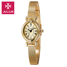 JULIUS Mini-reloj dorado de cuarzo japonés para mujer, reloj de moda fino, pulsera Retro de acero inoxidable, caja de regalo para chica pequeña 2024 - compra barato