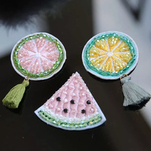 Remendo frisado de frutas feito à mão diy remendos decorativos acessórios de apliques podem ser usados como broche melancia laranja 2024 - compre barato