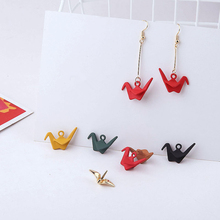 Diy jewelry making 40pcs/lot Rubber paint cartoon Paper crane shape alloy floating locket charms fit earring/keychain pendants 2024 - buy cheap