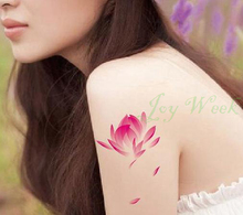 Tatuagem adesiva temporária para meninas, tatuagem falsa com flor de lótus rosa e flash 2024 - compre barato