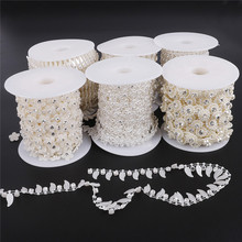 Cuentas de perlas de imitación ABS de 1/1, 5/2M, cadena de diamantes de imitación de cristal para fabricación de joyería artesanal, decoración para fiesta de boda 2024 - compra barato