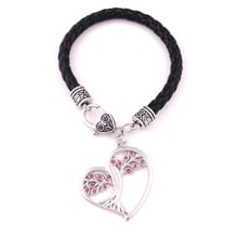 Hot Sale Solstice Tree Heart Shape Pendant Life Tree Pagan Druid Crystal Leather Bracelet 2024 - buy cheap