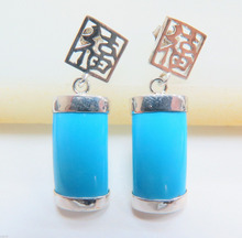 free shipping >  FINE Sterling 925 Silver & Blue Chalcedony Square Dangle Earrings 2024 - buy cheap