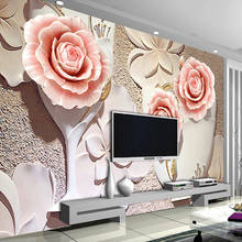 Пользовательские фото обои современный минималистичный 3D Рельефный цветок розы Гостиная ТВ фон настенная живопись обои 2024 - купить недорого
