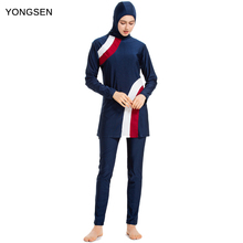 YONGSEN 2022 Women Burkinis Islam 2 Piece Islamic swimsuit Modest Muslim Swimwear Full Cover Short Sleeve Hijab Beachwear Print 2024 - buy cheap
