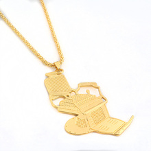 Fashion Gold Barber Shop Seat Razor Necklace Pendant Jewelry Long Chain hip hop Men Necklace 2024 - buy cheap