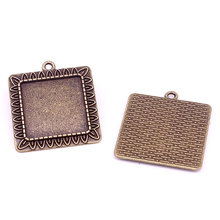Sweet Bell 15pcs Antique Bronze Square 28*31mm(Fit 20*20mm dia)Cabochon Setting Pendant Blanks Fit Jewelry Making Charms 7D1232 2024 - buy cheap