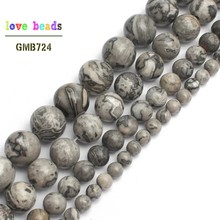 wholesale Natural Stone Beads Map Stone Round Loose Beads For Jewelry Making 15.5" Pick Size 6 8 10 12mm 2024 - buy cheap