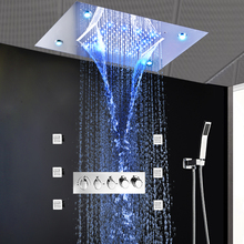 Moderno techo oculto eléctrico LED lluvia ducha cabeza cascada masaje caliente y frío Sistema de ducha 2024 - compra barato