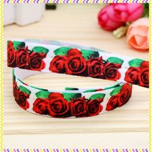 5/8'' Free shipping Fold Elastic FOE rose printed headband headwear hairband diy decoration wholesale OEM P4447 2024 - buy cheap