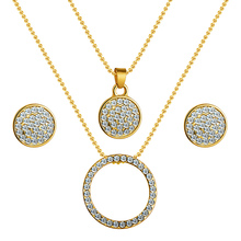 SHUANGR Gold Color Austrian Crystal Classic Hollow Round 48cm necklace pendant earrings jewelry set TH390 2024 - buy cheap