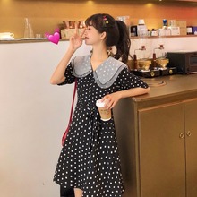 Mori Girl/новое летнее платье в горошек с кукольным воротником в стиле феи, японское милое студенческое платье в стиле Лолиты, женские летние туники 2024 - купить недорого