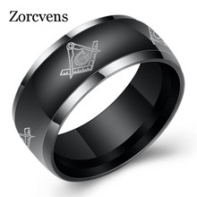 Zorctens anel maçônico masculino preto punk legal, joias de anéis cirúrgicos de aço 2024 - compre barato