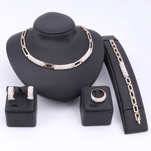 Conjunto de joias femininas com miçangas africanas, colar esmaltado de cristal cz, brinco, pulseira, conjunto de joias, acessórios statement de cor dourada 2024 - compre barato