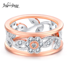 2018 Romantic Rose Gold Color Exquisitive Flower Zirconia Rings for Women With AAA Cubic Zircon Crystal Engagement Ring 2024 - buy cheap
