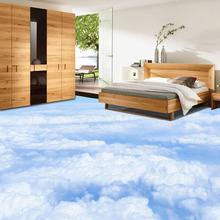 Custom 3D Photo Wallpaper Blue Sky White Clouds Living Room Bedroom Bathroom Floor Painting PVC Self-adhesive Mural Wallpaper 2024 - buy cheap
