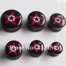 48pcs  6 sizes Fashion Acrylic Red Star Ear Plug Solid Bone Flesh Tunnel UV Body piercing jewelry 2024 - buy cheap