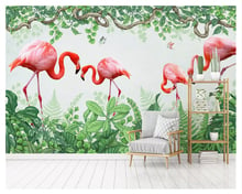 beibehang Custom fashion classic silky wallpaper flamingo modern minimalist Nordic background painting wall papers home decor 2024 - buy cheap