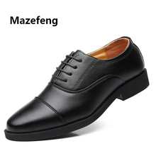 Mazefeng-zapatos de cuero de punta redonda para hombre, zapatillas masculinas de estilo Vintage, transpirables, color negro, con cordones sólidos, para primavera y otoño, 2019 2024 - compra barato