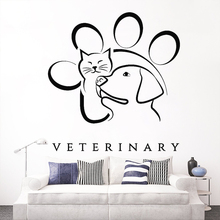 Pegatina de pared de Animal doméstico para uso veterinario, Mural de vinilo adhesivo con patrón de perro y gato, calcomanías para ventana, póster, papel tapiz extraíble D375 2024 - compra barato