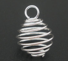DoreenBeads 50 PCs silver color Spiral Bead Cages Pendants Findings 14x15mm (B04109) 2024 - buy cheap