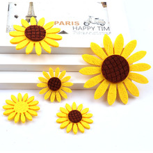 10pcs Lovely Non-woven Fabric Sunflower  Patches Artificial leaf Applique Patches DIY Craft, Nursery Room, Kindergarten Decor 2024 - buy cheap