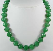 Stunning!10mm Green Emerald Faceted Round Beads Necklace 18" 2024 - buy cheap
