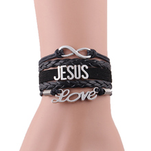 Infinity JESUS women bracelet stacks charm religious faith leather wrap men bracelets bangles for women men jewelry accessories 2024 - buy cheap