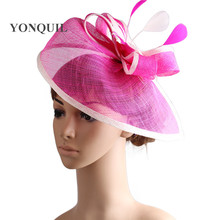 Fancy Color Sinamay Fascinator Headwear Colorful Mesh Feather Wedding Party Show Hair Accessories Millinery Cocktail Hats MYQ082 2024 - buy cheap