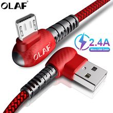 OLAF 2.4A Micro USB Cable 90 Degree Data Cable For Samsung Huawei LG Xiaomi Redmi Android Tablet Microusb Fast Charger Charging 2024 - buy cheap