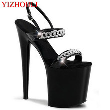 noble chain metal decoration Shoes black stage performance Ultra fine with waterproof 20 cm sandals 2024 - buy cheap