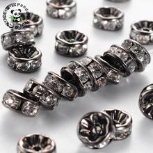 Brass Rhinestone Rondelle Spacer Beads Jewelry Making Rose Gold Gunmetal Antique Bronze Platinum  Red Copper 2024 - buy cheap