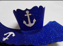 glitter anchor Cupcake Wrappers nautical beach wedding boy  Birthday baby Shower  baptism party cake holders  party decorations 2024 - buy cheap