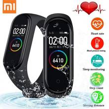 Оригинальный Смарт-браслет Xiaomi Mi Band 4 BT 5,0, фитнес-браслет с цветным сенсорным экраном AMOLED, водонепроницаемость 50 м, музыка, AI, пульсометр 2024 - купить недорого