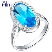 Almei Rings for Women Silver Jewelry CZ Zircon Bijoux Anel Feminino Bijouterie Ring Blue Stones Feminine Vintage Jewellery J072 2024 - buy cheap