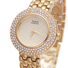 2017 Brand New G&D Luxury Women's Quartz Wristwatch Stainless Steel Relojes Mujer Fashion Casual Lady's Bracelet Watch Crystal 2024 - buy cheap