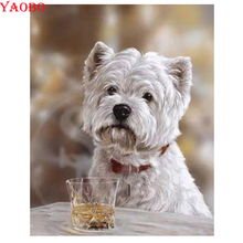 40x50cm 5D DIY Diamond Painting westie dog Full square round drill diamond Embroidery Pet Dog Mosaic picture pastes home Decor 2024 - buy cheap