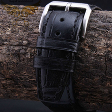 Nova chegada 20mm 21mm 22mm 1 pçs preto crocodilo padrão pulseira de relógio couro genuíno prata implantação fivela aço fecho 2024 - compre barato